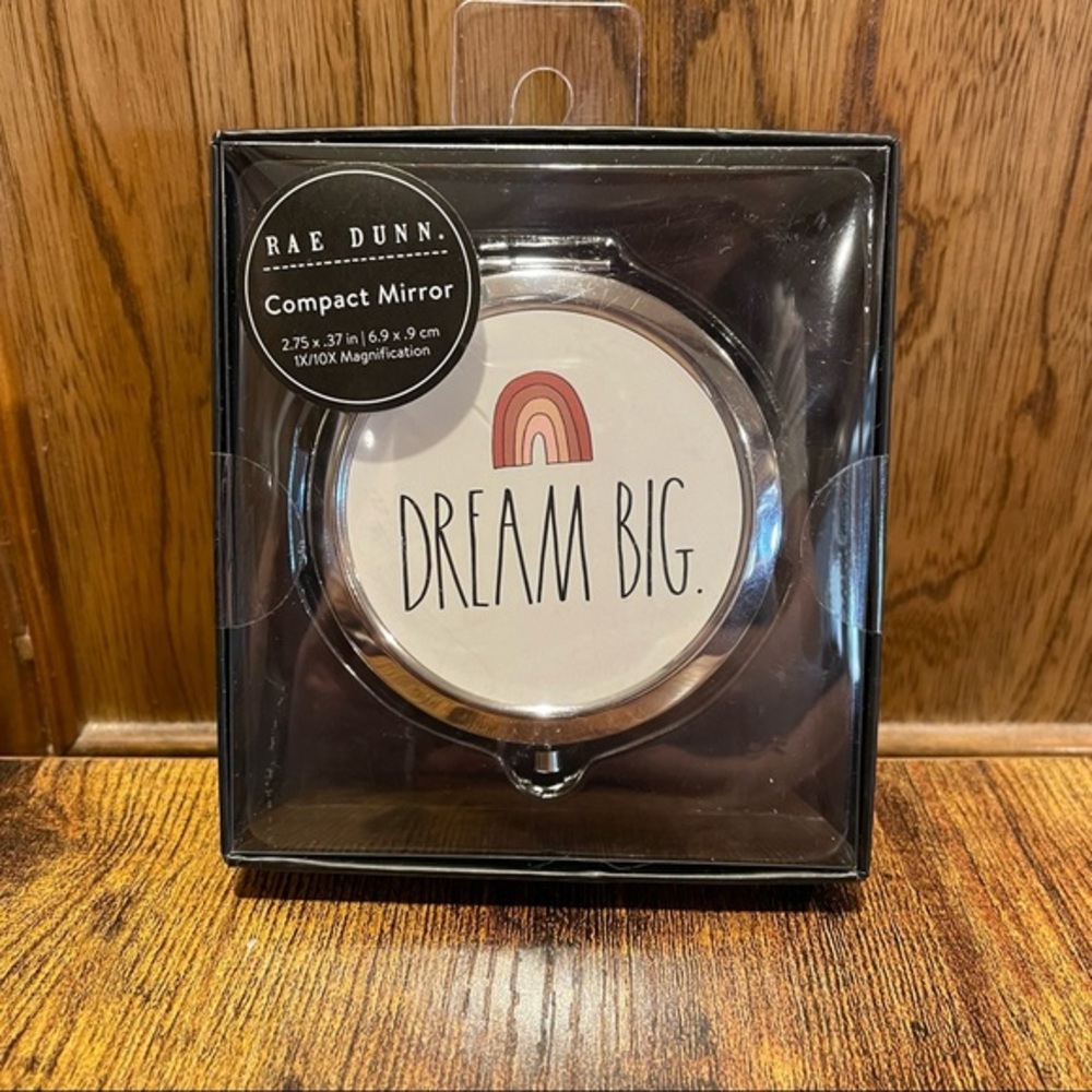 Rae Dunn DREAM BIG Neutral Rainbow Compact Mirror BRAND NEW!!